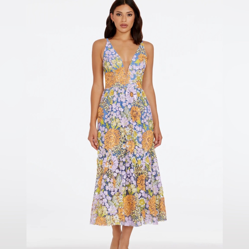 Floral V-Neck Midi Dress